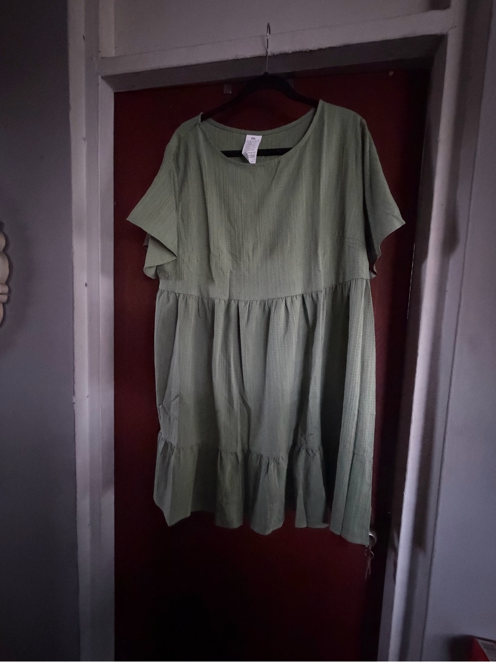 Amazon Sage Green Short Sleeve Tiered Casual Dress